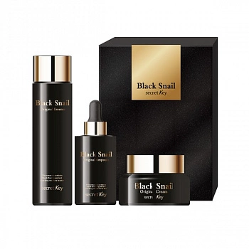 Набор с муцином черной улитки(Эссенция+ампула+крем) Black Snail Original Set(Essence+Ampoule+Cream)
