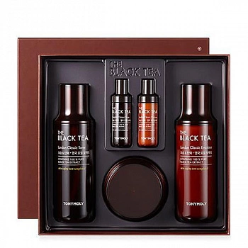 Антивозрастной набор из пяти средств  для лица с экстрактом черного чая The Black Tea Skin Care 3 Set